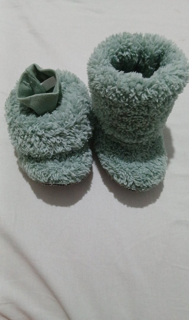 Turkuaz Örgü Erkek Bebek Pandufu - Görsel 3