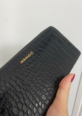 Mango Mango Siyah Kroko Desenli Kadın Cüzdan