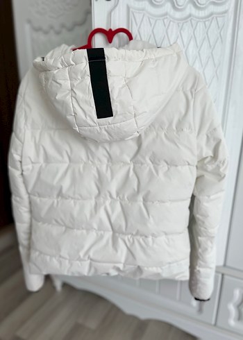 Beyaz Fermuarlı Kadın Kışlık Mont - Görsel 5