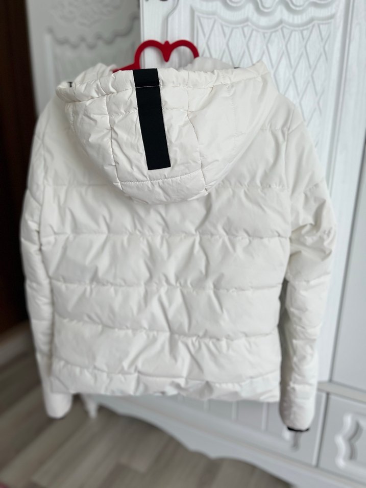 Beyaz Fermuarlı Kadın Kışlık Mont - Görsel 5