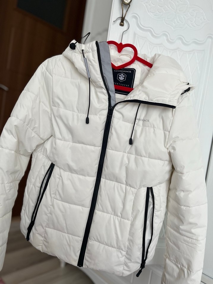 Beyaz Fermuarlı Kadın Kışlık Mont - Görsel 2