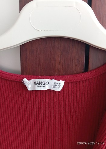 Kırmızı V Yaka Drapeli Kadın Bluz - Görsel 5