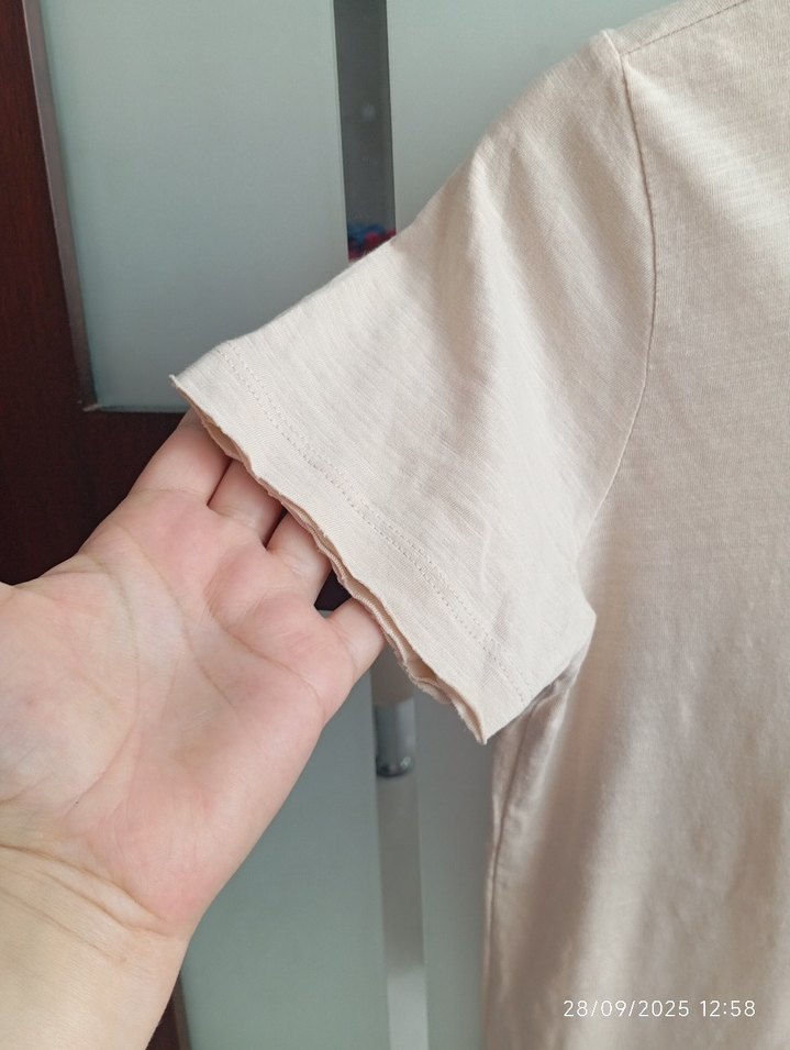 çocuk Bej Kısa Kollu Keten Tişört - Görsel 4