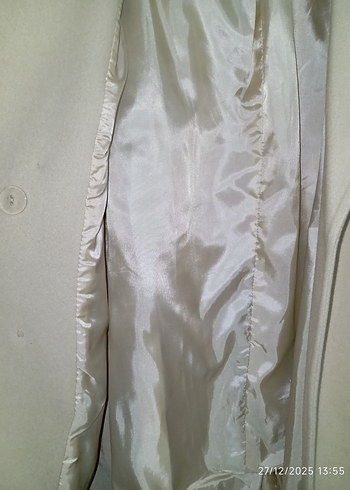 Bej Uzun Kemerli Kadın Kaban - Görsel 4