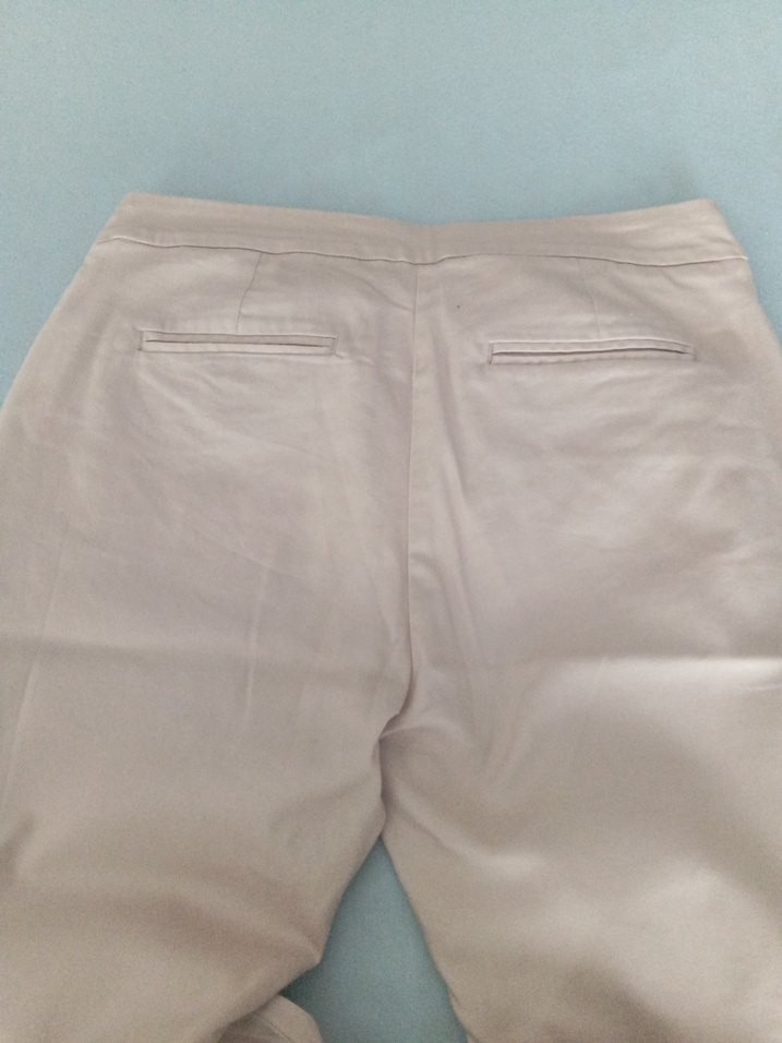 Bej Kadın Pamuklu Midi Kumaş Pantolon - Görsel 3