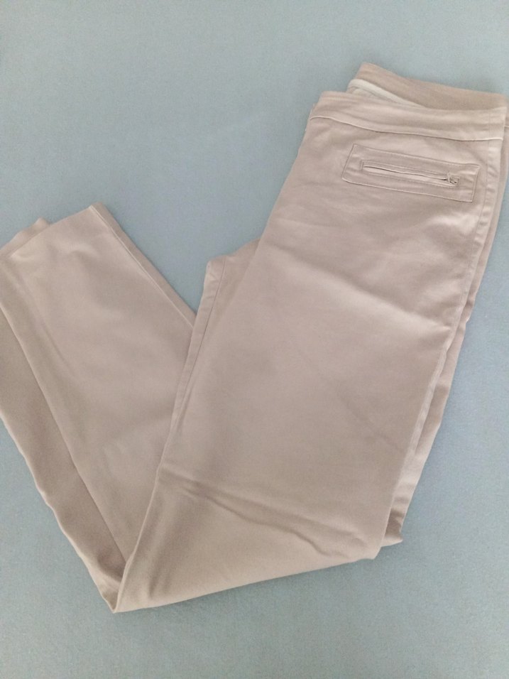 Bej Kadın Pamuklu Midi Kumaş Pantolon - Görsel 4