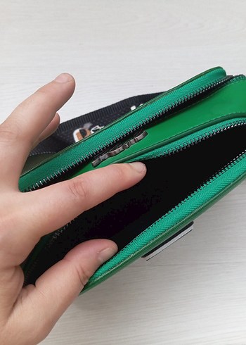 Lagerfeld Baskılı Yeşil Deri Kadın Çapraz Çanta - Görsel 5