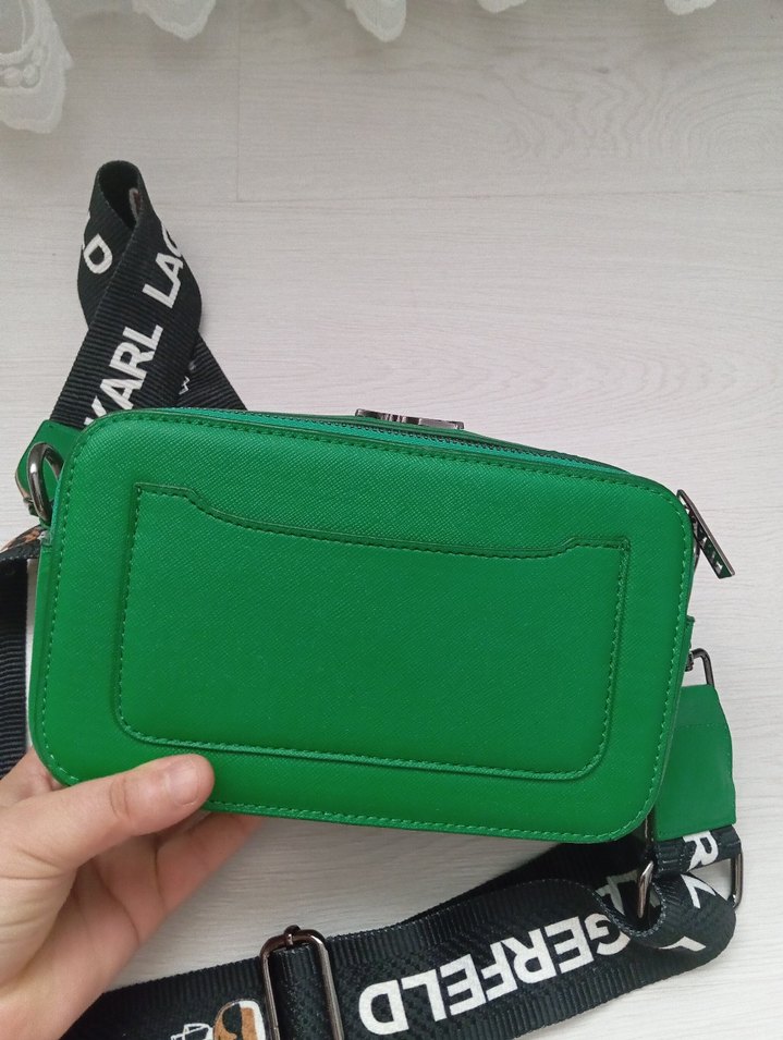 Lagerfeld Baskılı Yeşil Deri Kadın Çapraz Çanta - Görsel 3
