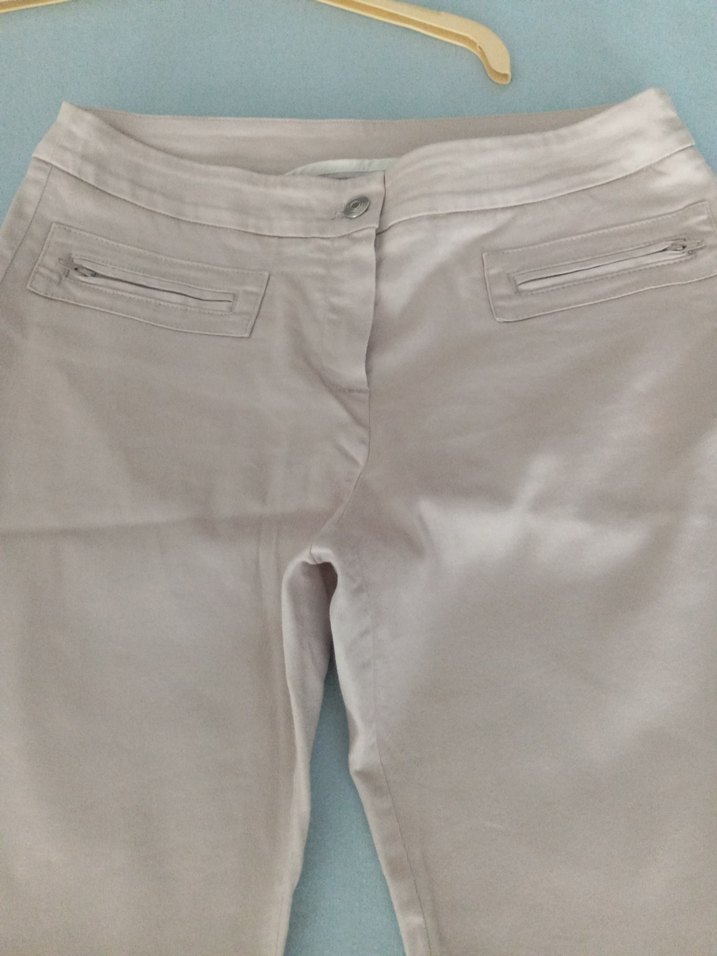 Beyaz Kadın Fermuarlı Kumaş Pantolon - Görsel 2