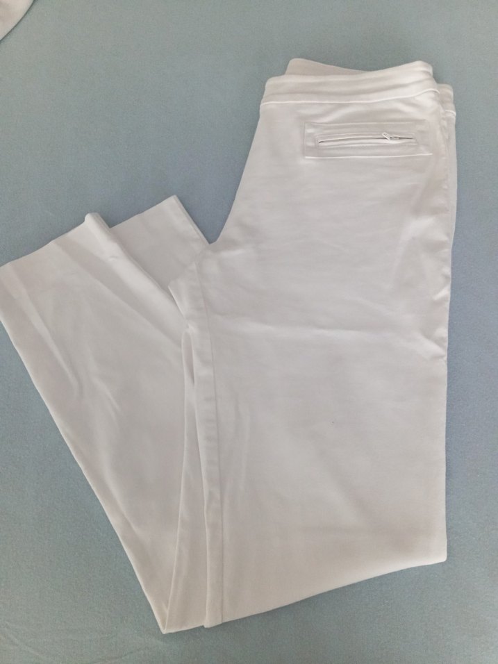 Beyaz Kadın Fermuarlı Kumaş Pantolon - Görsel 4