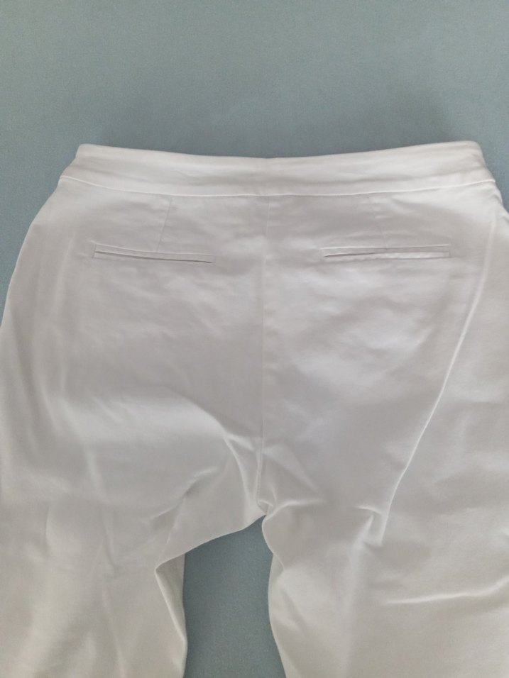 Beyaz Kadın Fermuarlı Kumaş Pantolon - Görsel 3