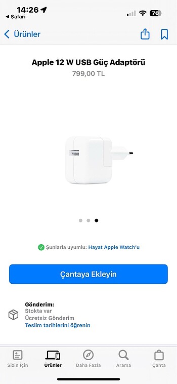 Apple 12 w usb uyumlu güç adaptörü
