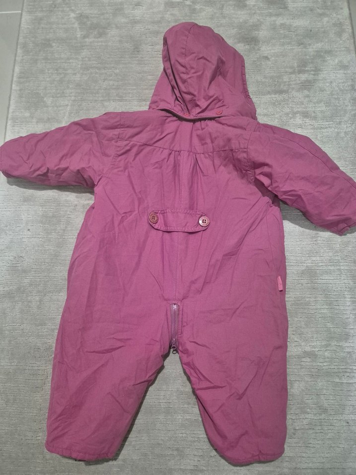 Gül kurusu renginde Bebek Tulumu Kapüşonlu Düğmeli 6/9 ay - Görsel 2