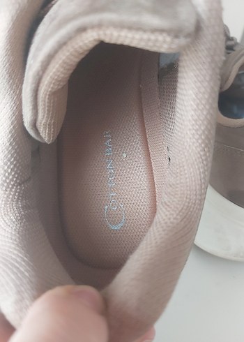 Bej Dolgu Topuklu Süet Kadın Spor Ayakkabı - Görsel 6