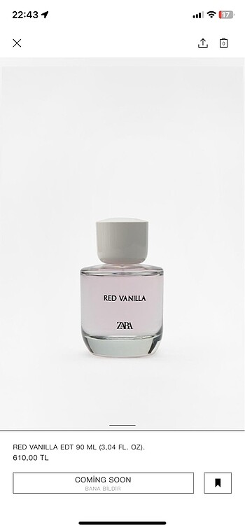 Zara red vanilya vanilla