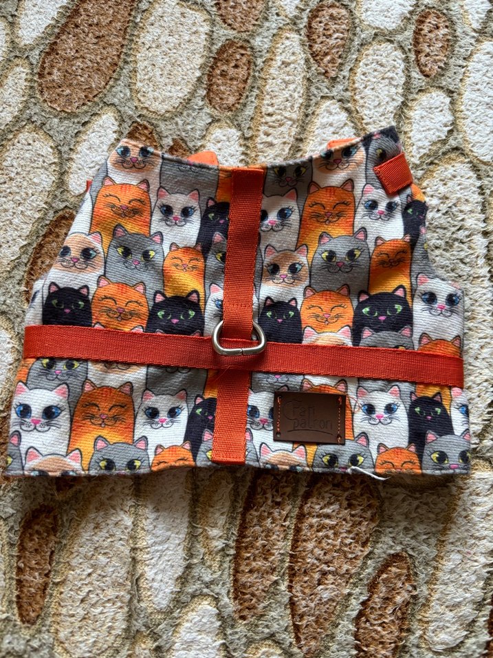 Kedi Desenli Tokalı Kedi Göğüs Tasması - Görsel 3