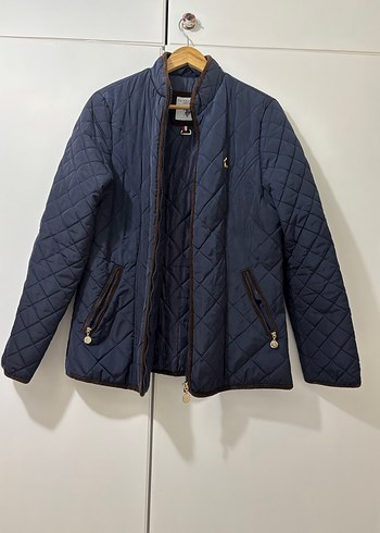 Kadın Mavi Cep Fermuarlı Regular Fit Mont - Görsel 3