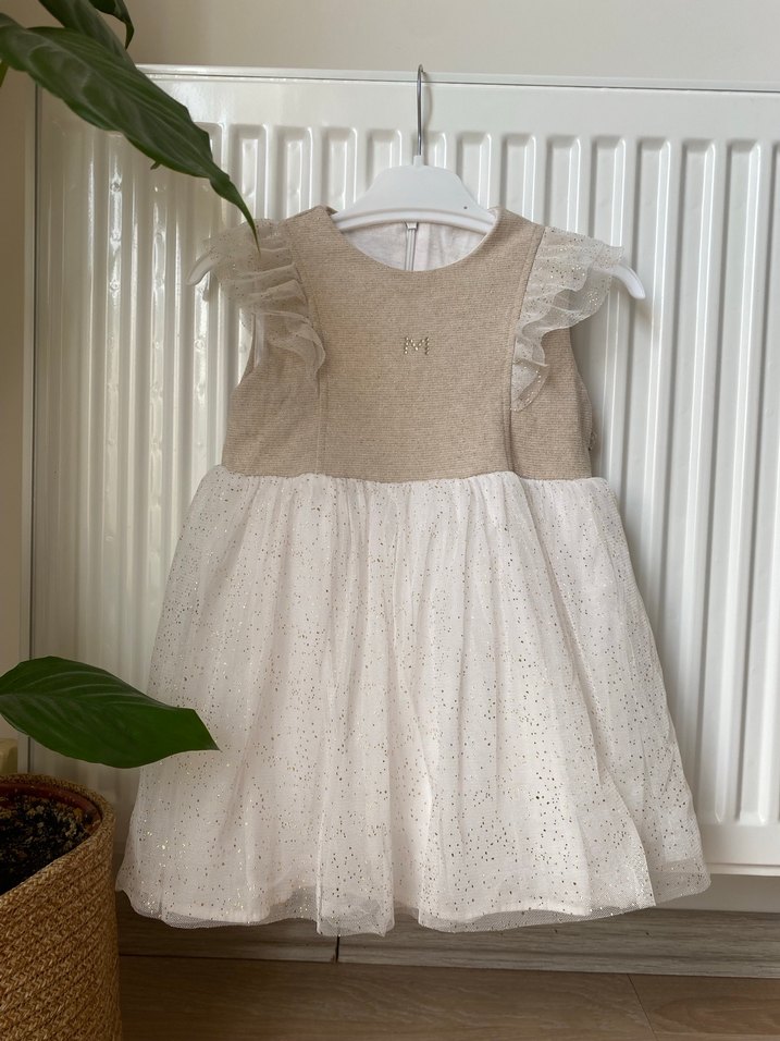 Kız Çocuk Beyaz Fırfırlı Pamuklu Elbise - Görsel 2