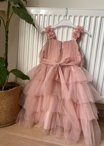 Pembe Kat Kat Fırfırlı Kız Çocuk Elbisesi - Görsel 3