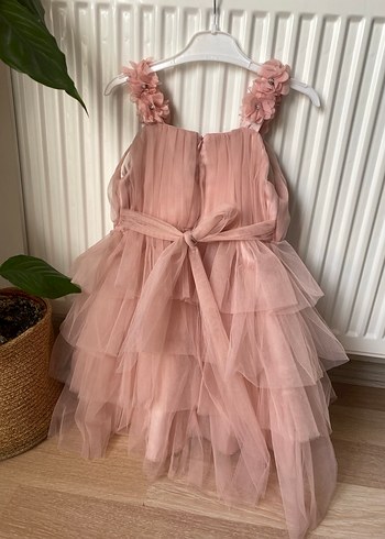Pembe Kat Kat Fırfırlı Kız Çocuk Elbisesi - Görsel 4