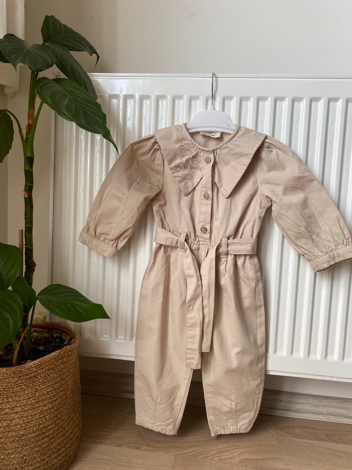 Nakışlı Bej Bebek Kız Tulum - Görsel 3