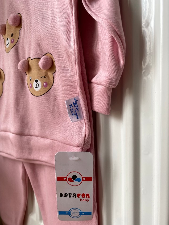 Pembe Uzun Kollu Örme Bebek Kız Takımı - Görsel 4