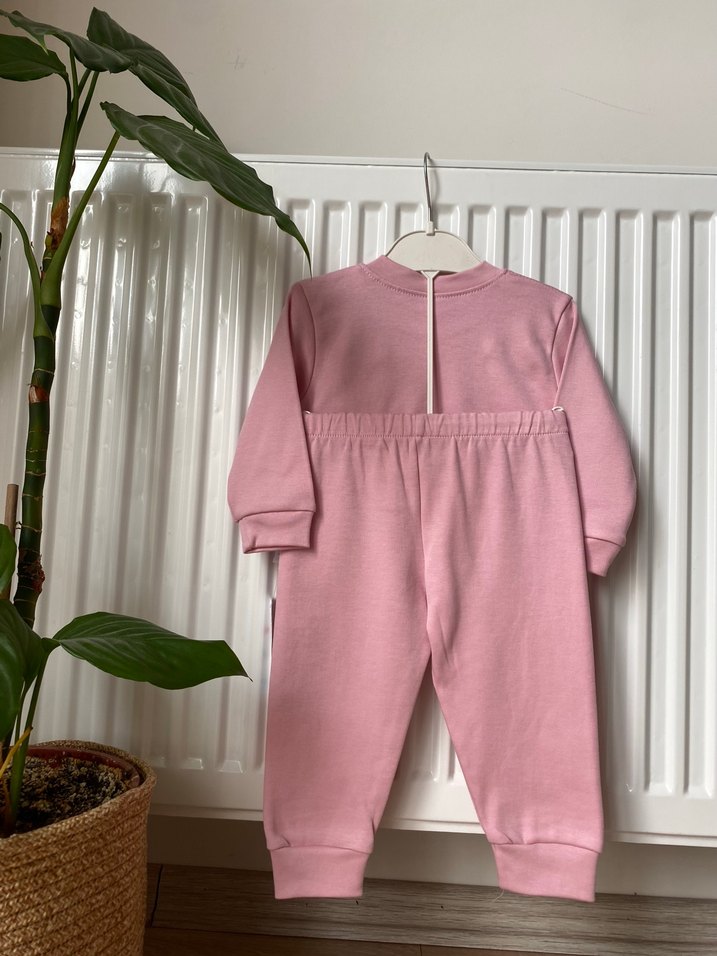 Pembe Uzun Kollu Örme Bebek Kız Takımı - Görsel 5