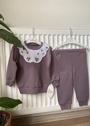 Uzun Kollu Dantelli Nakışlı Bebek Kız Takımı - Görsel 6