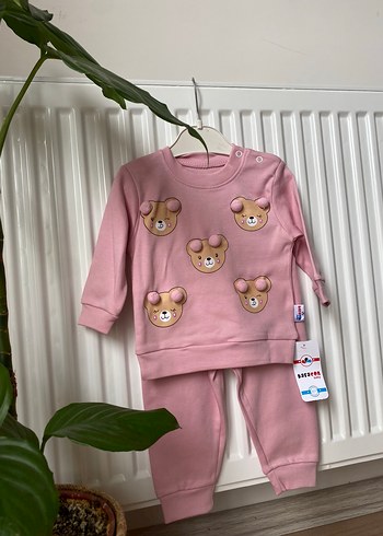 Pembe Uzun Kollu Örme Bebek Kız Takımı - Görsel 3