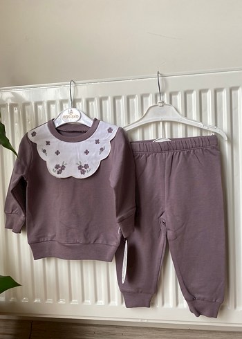 Dantelli Nakışlı Uzun Kollu Bebek Kız Takımı - Görsel 4