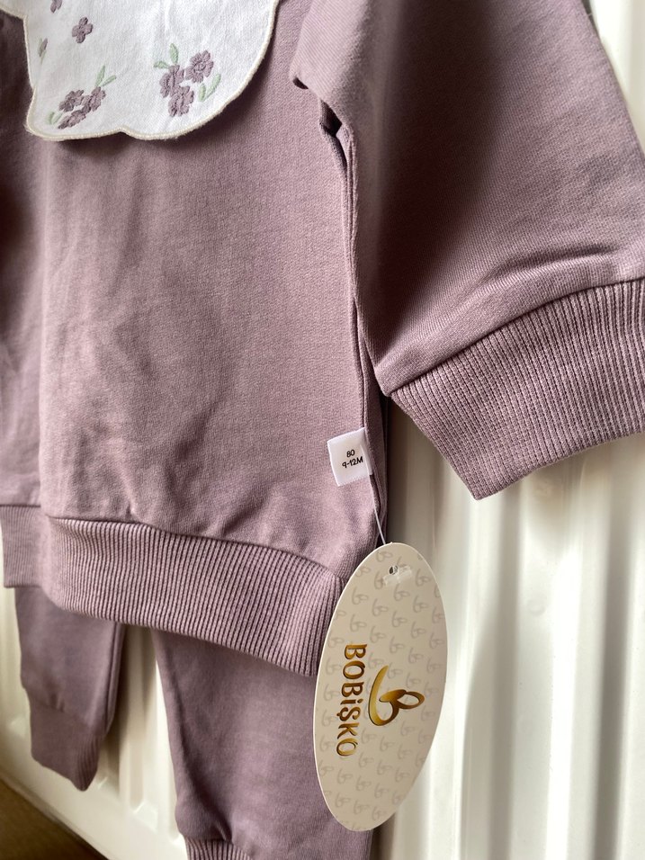 Dantelli Nakışlı Uzun Kollu Bebek Kız Takımı - Görsel 3