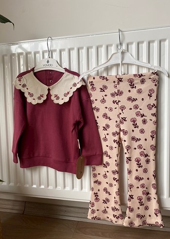 Bordo Dantelli Bebek Kız Takımı - Görsel 6