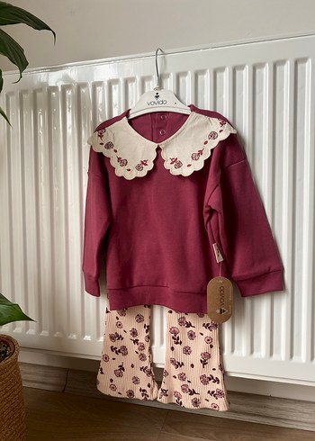 Bordo Dantelli Bebek Kız Takımı - Görsel 5