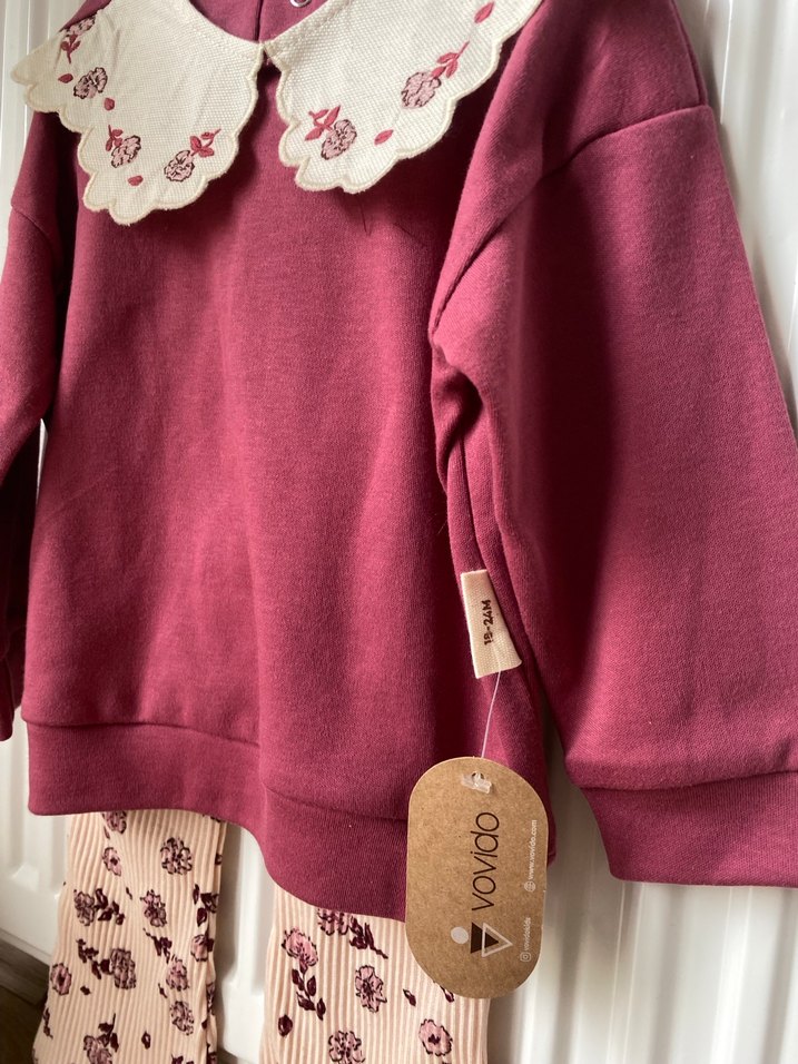 Bordo Dantelli Bebek Kız Takımı - Görsel 3