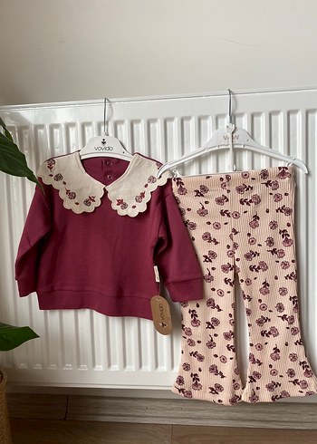 Bordo Dantelli Bebek Kız Takımı - Görsel 7