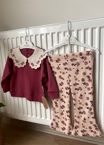 Bordo Dantelli Bebek Kız Takımı - Görsel 2