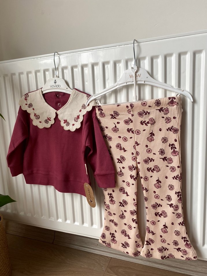 Bordo Dantelli Bebek Kız Takımı - Görsel 2