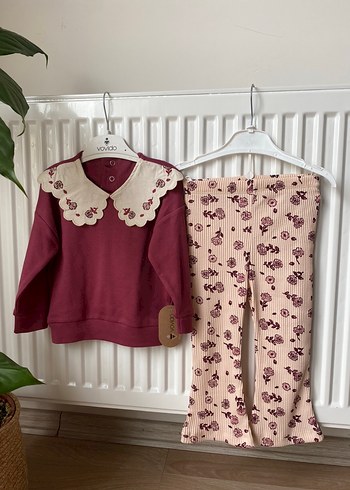 Kız bebek yaka detaylı alt üst takım - Görsel 2