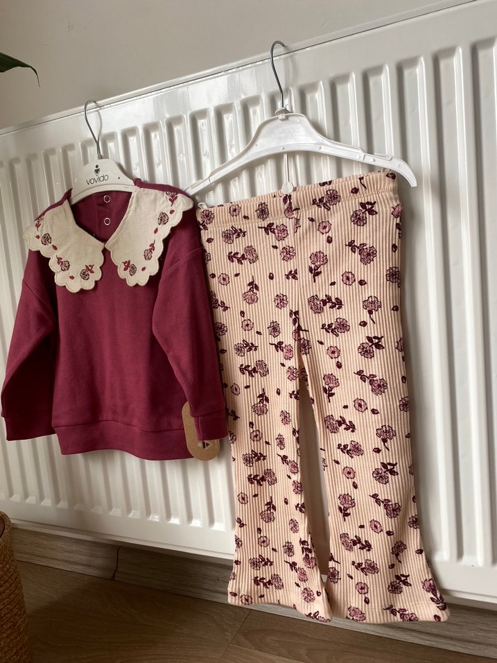 Kız bebek yaka detaylı alt üst takım - Görsel 4