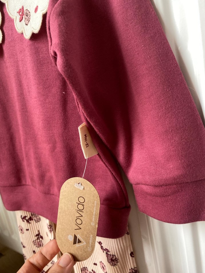 Kız bebek yaka detaylı alt üst takım - Görsel 3