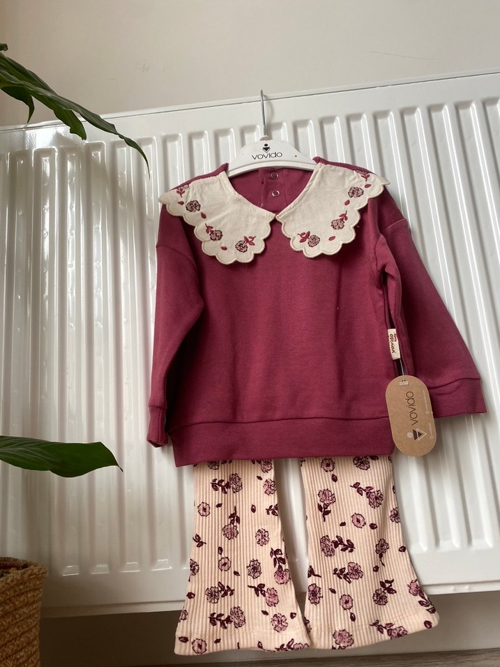 Kız bebek yaka detaylı alt üst takım - Görsel 5