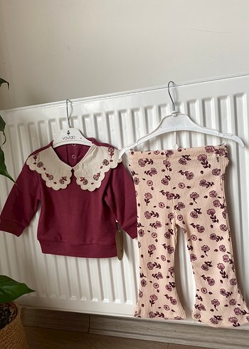 Dantel Yakalı Bordo Bebek Takımı - Görsel 2