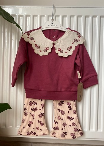 Dantel Yakalı Bordo Bebek Takımı - Görsel 3