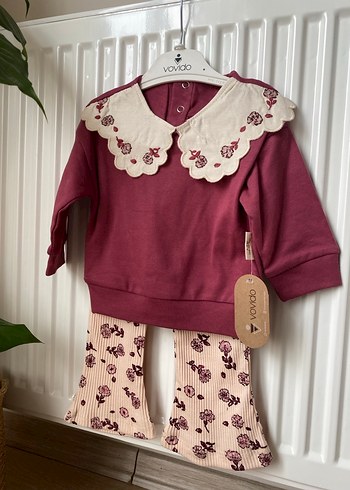 Dantel Yakalı Bordo Bebek Takımı - Görsel 6