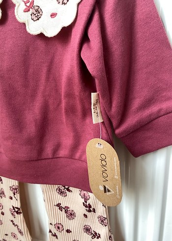 Dantel Yakalı Bordo Bebek Takımı - Görsel 4