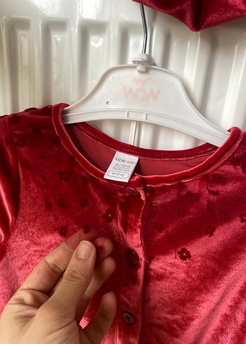 Kız Bebek Koyu Kırmızı Düğmeli Takım - Görsel 3