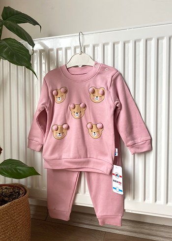 Pembe Uzun Kollu Örme Bebek Kız Takımı - Görsel 3