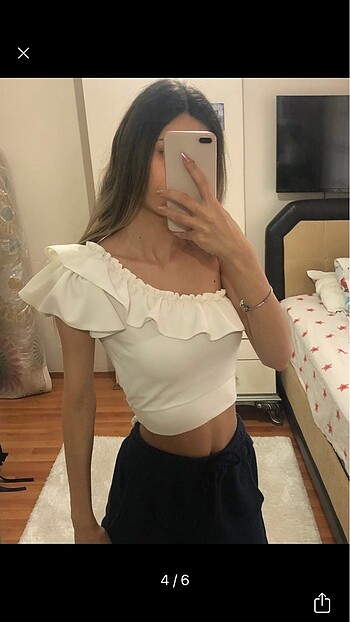 s Beden beyaz Renk Kadın Crop Bluz