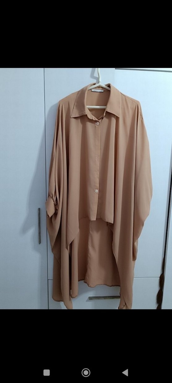 Bej Uzun Kollu Salaş Tunik - Görsel 2