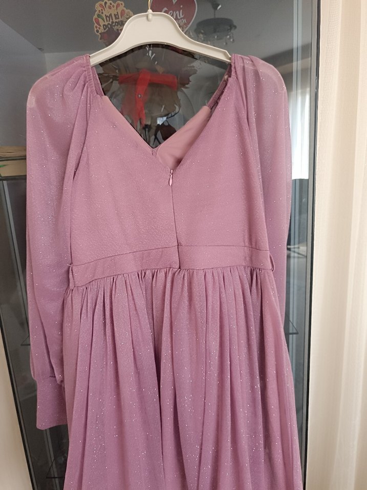 Diger Pembe Uzun Hamile Abiye Elbise - Görsel 3